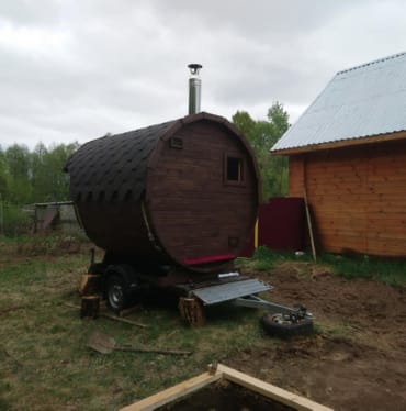 Монтаж бани-бочки №413 от 23.04.2021 в Курганинске